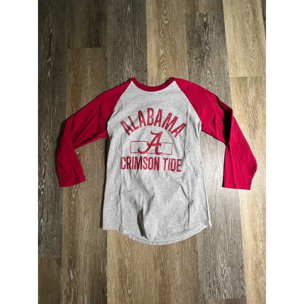 Pro Edge Alabama‎ Crimson Tide Mens Medium Gray Red Excellent Raglan 3/4 Sleeve